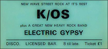 Ticket: Electric Gypsy - Stone Village Hall, Aylesbury - 15.12.1977